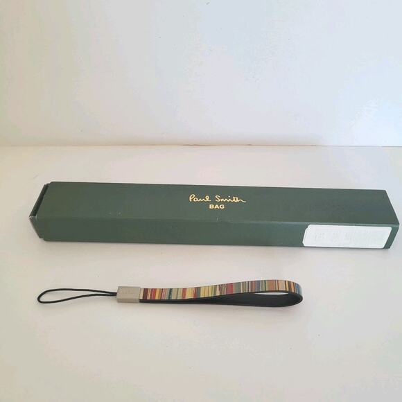 Paul Smith Cell Phone Charm Strap Lanyard Leather Striped Leather New Retro Box - Picture 1 of 6